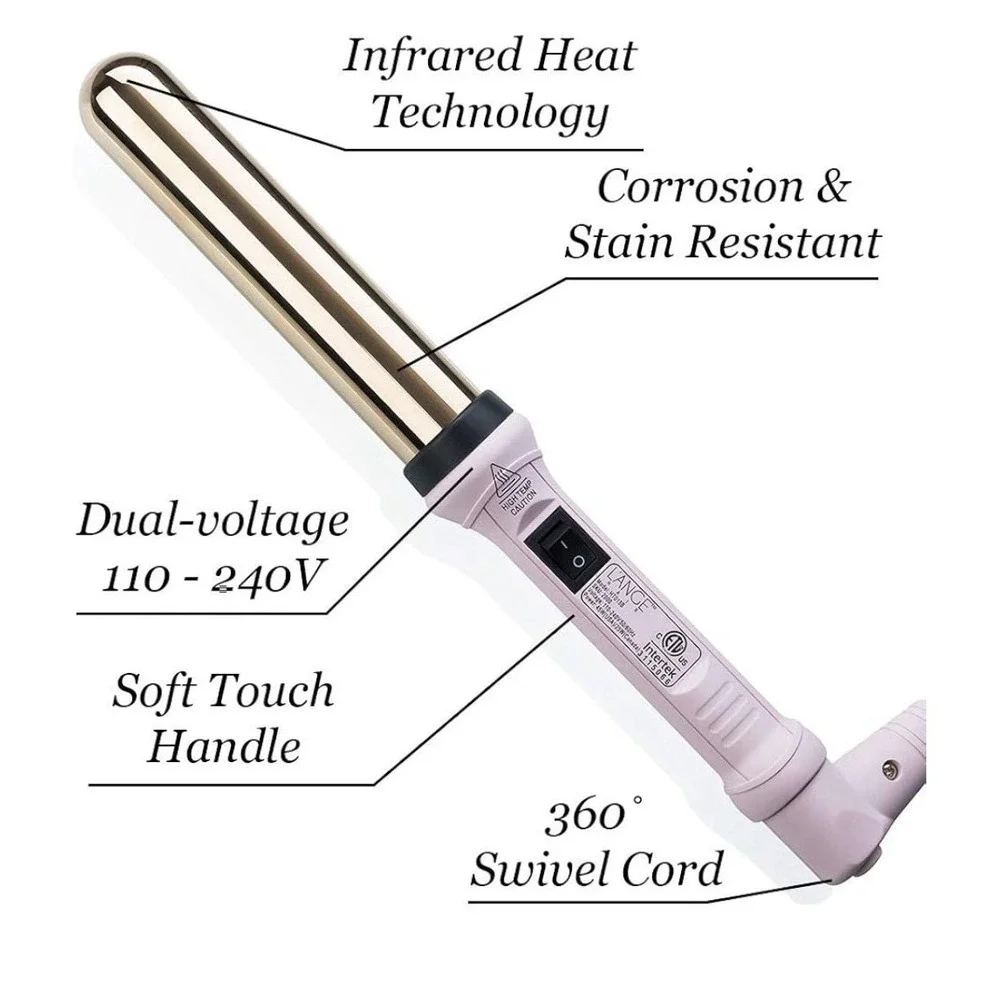 L'ange‎ Hair Ondulé Curling Wand Pink Blush 32mm Titanium Barrel Swivel Cord